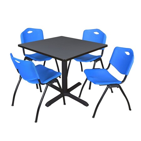 Cain Cain Square Table & Chair Set, Wood, Metal, Plastic Top, Grey TB4242GY47BE